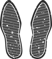 Foot print shoe black and white silhouette step illustration