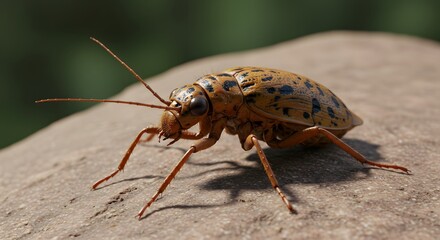 Obraz premium Beetle Standing on Rock Detailed Close-up