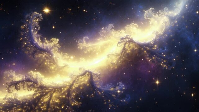 HDRI panoramic space galaxy nebula map showcasing space background with nebula and stars, equirectangular projection, environment map, fractal Ai illustration.