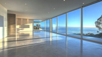 Bright open floor plan boasts stunning ocean views in luxurious coastal estate