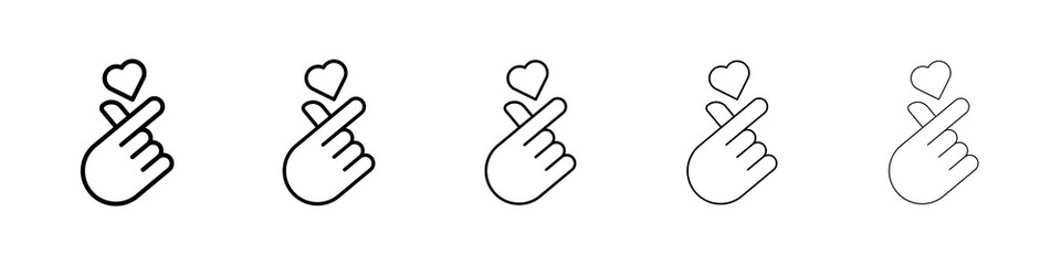 korean heart icon symbol pictogram. stroke designs.