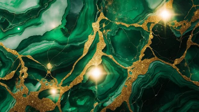 Collage of emerald green and gold marble texture processed for use as a background for banners, backdrops, or Ai mapping