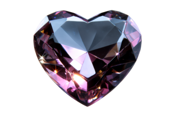 Heart shaped crystal with vibrant facets and sharp reflections