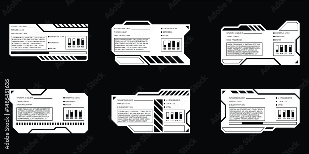 Poster sci-fi futuristic hud dashboard display virtual reality technology screen. user interface set. stati