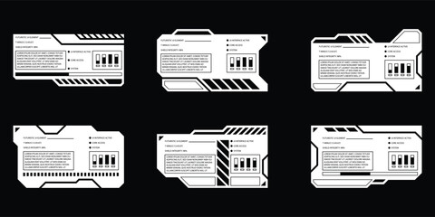 Sci-fi futuristic hud dashboard display virtual reality technology screen. User Interface set. Statistics, Data information infographic. Vector graphic
