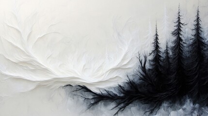 Obraz premium Black and White Abstract Forest Painting