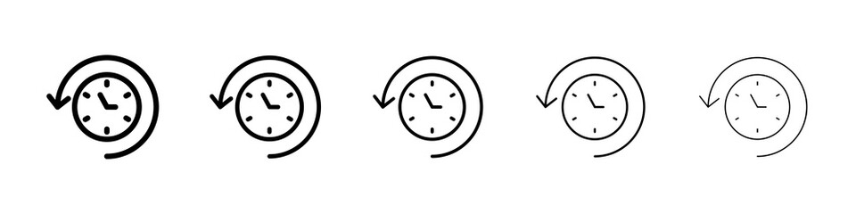 Rewind time icon symbol pictogram. stroke designs.