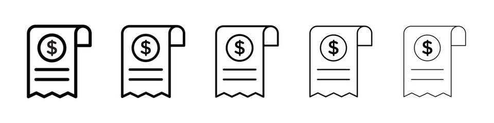 Receipt icon symbol pictogram. stroke designs.