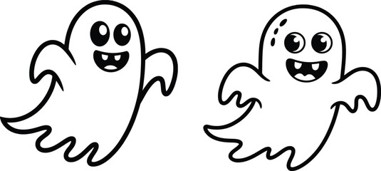 Fototapeta premium Cute Halloween Ghost Cartoon Duo