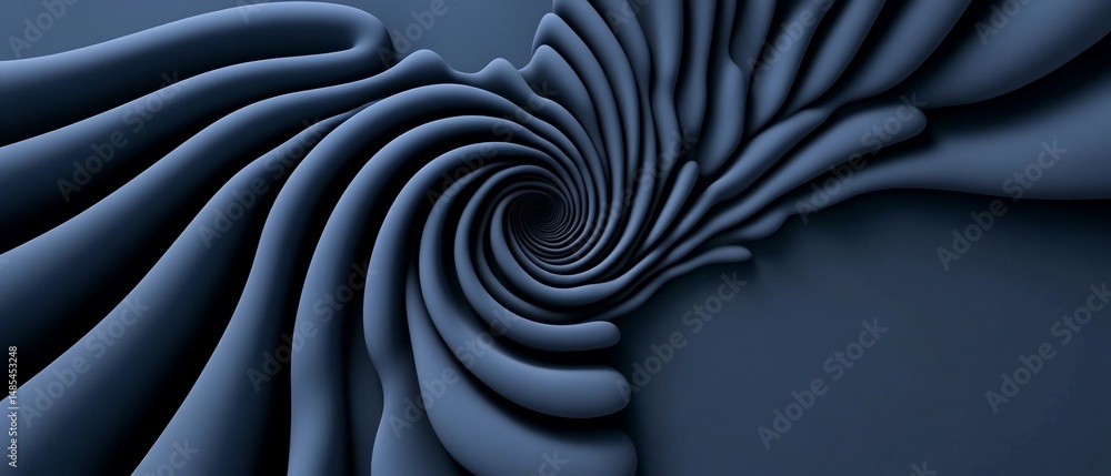 Poster abstract blue spiral swirl with flowing, organic shapes. 3d rendering with soft shading