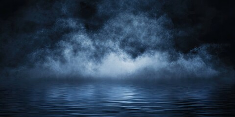 Mysterious Night Fog Over Water