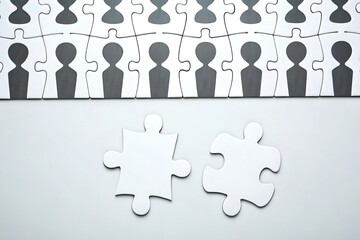 Teamwork Collaboration Missing Pieces Human Resource Management Puzzle Concept