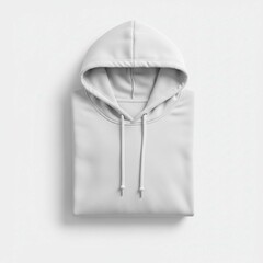 Folded white hoodie isolated on white background symbolizing blank canvas and creative freedom for personalization in apparel and graphic design industry product mockup