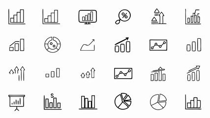 Collection of hand drawn business charts and graphs representing data analysis and trends for presentations