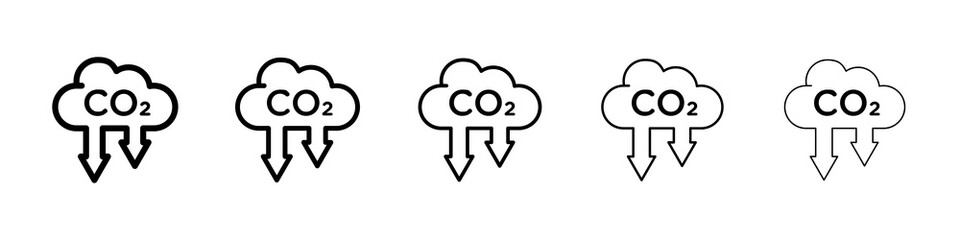 Low carbon dioxide icon symbol pictogram. stroke designs.