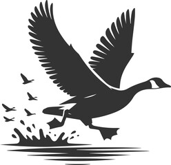 A drawing vector silhouette of a goose bird