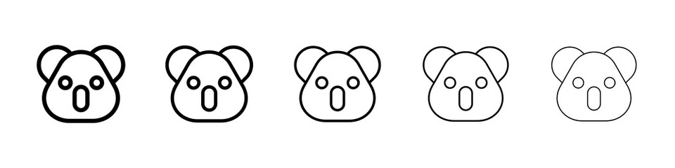 Koala head icon symbol pictogram. stroke designs.