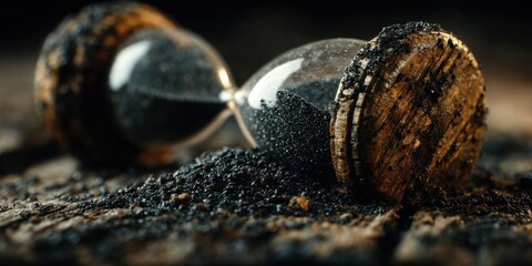 Hourglass with Black Sand on Wooden Table Symbolizing Price Increase Over Time
