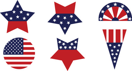 Obraz premium American flag patriotic stars, circles, and pennants icon. Collection of patriotic American design elements.