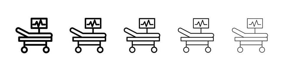 Hospital bed icon symbol pictogram. stroke designs.