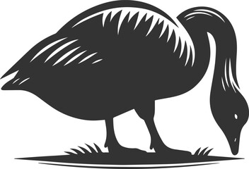 A drawing vector silhouette of a goose bird