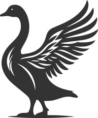 A drawing vector silhouette of a goose bird