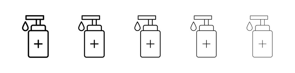Hand sanitizer icon symbol pictogram. stroke designs.