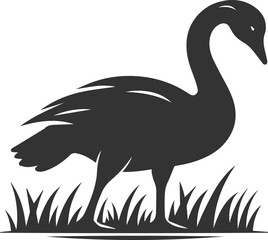 A drawing vector silhouette of a goose bird