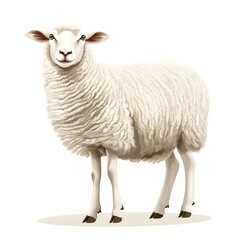 Fototapeta premium Elegant Profile Portrait of Sheep with White Coat on Adobe Stock