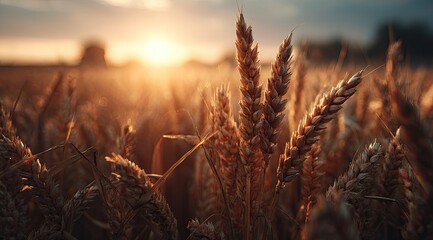 Fototapeta premium Golden wheat field at sunset (22)