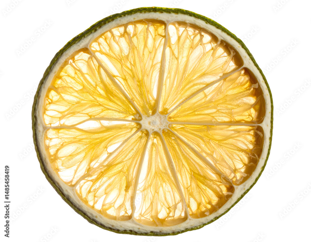 Poster dried lime slice close up isolated on transparent background