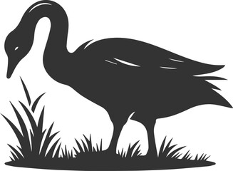 A drawing vector silhouette of a goose bird