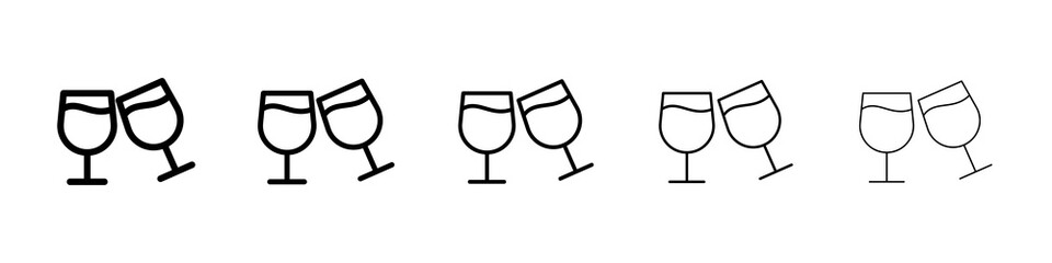champagne glasses icon symbol pictogram. stroke designs.