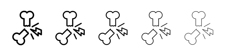 Broken bone icon symbol pictogram. stroke designs.