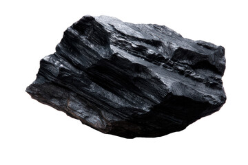 Natural black rock with glossy surface and sharp edges