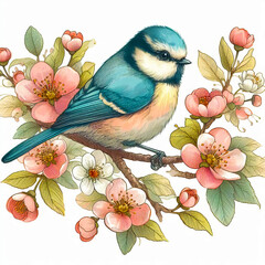 Bird on Branch Greeting Illustration
