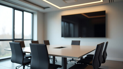 Modern Conference Room Interior Design Large Screen, Minimalist Style
