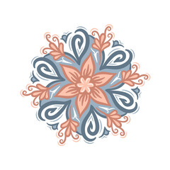 Elegant Blue Red Floral Mandala Vector for Decorative Art and Design Theme