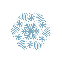 Blue Snowflake Mandala Icon Design for Winter Themed Digital Art Projects