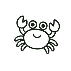 Cute Cartoon Crab Icon Drawing for Ocean and Beach Kids Theme Designs