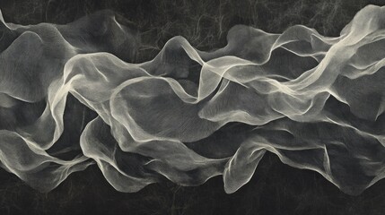 Fototapeta premium A black and white image of a long, flowing piece of fabric