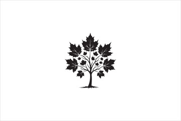 Obraz premium maple leaf silhouette with a simple, understated design set against a white background