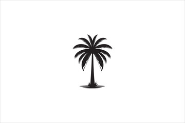 coconut tree   silhouette with a simple, understated design set against a white background