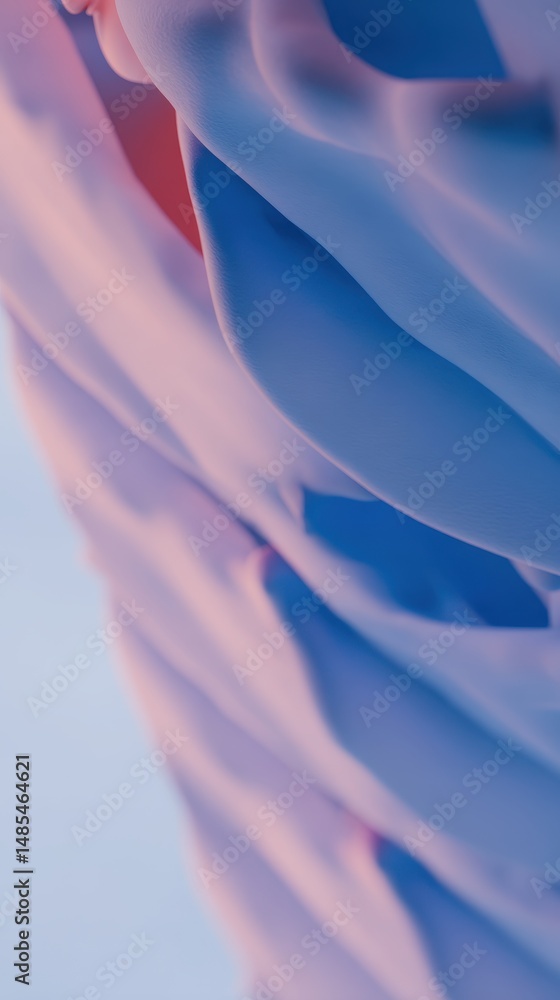 Poster abstract composition of soft pink and blue textile waves creating a dreamy and ethereal atmosphere i