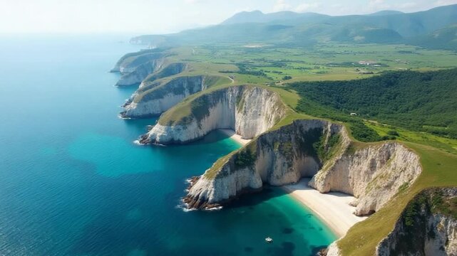 Beautiful Nature Landscape. Sea Cliff Aerial View