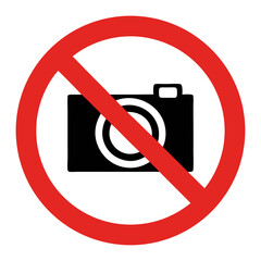 No photography sign, simple design, red and black, for safety rules, with copy space
