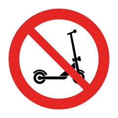 No scooters allowed sign, red circle, safety rules, for public spaces