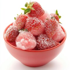 Frozen strawberries in a bowl