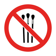 Prohibition sign, three makeup brushes, red circle, warning symbol, for safety guidelines