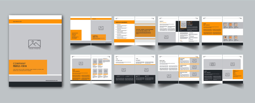 Company Profile Template layout cover page with 16 page design concept Accents	